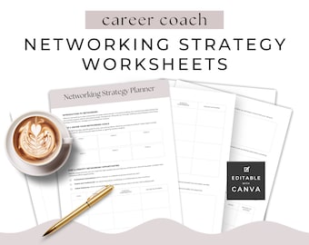Networking Strategy Worksheet Career Coach Handout Canva template Professional Growth Tools Career Advancement Planner Editable Printable