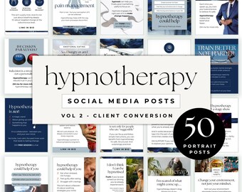 Hypnotherapist Instagram Canva Template, Hypnotherapy Promo IG Posts, Social Media Engagement Vol 2 Digital Insta Portraits