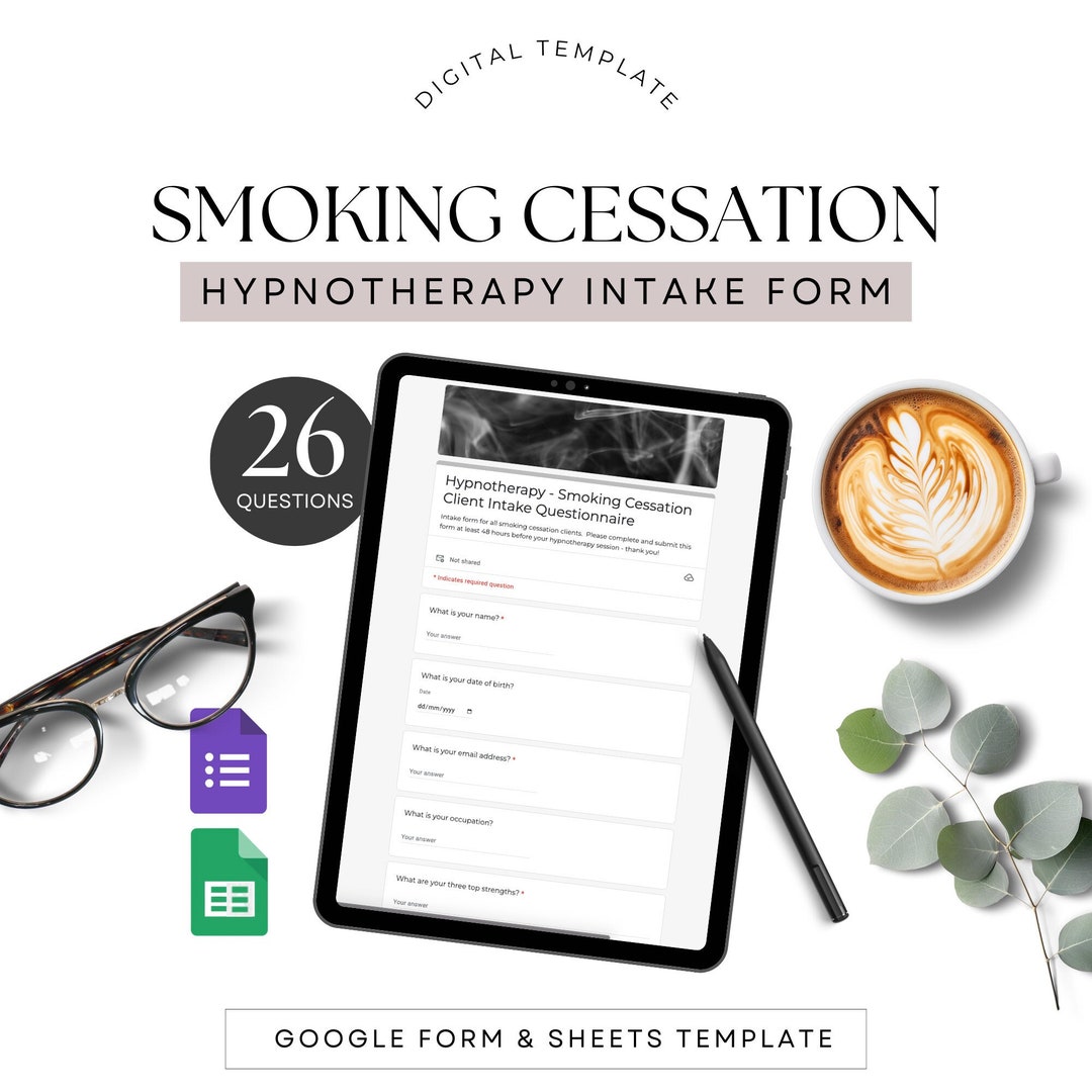 Smoking Cessation Hypnotherapy Intake Form Template, Hypnotherapist
