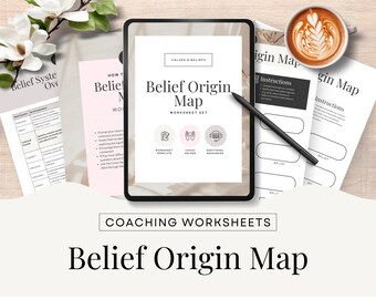 Coaching Worksheet Canva template, Belief Origin Map, Understand Life Influences, Coach Resources Done For You, Editable Printable CW1