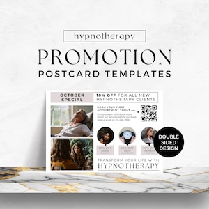 Hypnotherapy Postcard Promo Business Marketing Flyer Editable Printable Card Canva Template Hypnosis Session Mailer Discount Offer