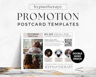 Hypnotherapy Postcard Promo Business Marketing Flyer Editable Printable Card Canva Template Hypnosis Session Mailer Discount Offer