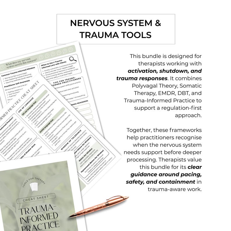 Nervous System Regulation Cheat Sheets Trauma Informed Therapy Client ...