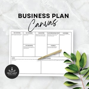 Business Plan Canvas Template Canvas Business Plan Template Small Business Plan Template Editable in Canva, Digital Download US Letter & A4