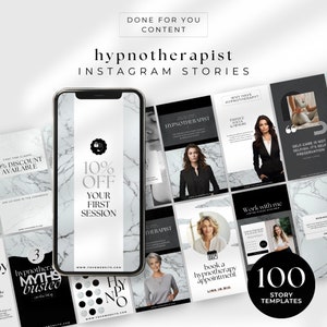 Hypnotherapist Instagram Story bundle, IG Story Engagement Editable Canva template Hypnotherapy Business, Aesthetic Insta feed, Marble LM
