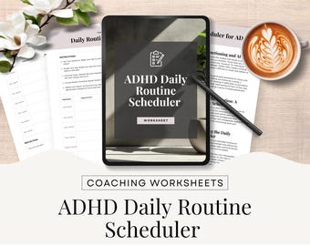 ADHD Coach Worksheet Daily Routine Scheduler Neurodiverse Executive Functioning Therapy Emotional Regulation Coping Skills Canva Template