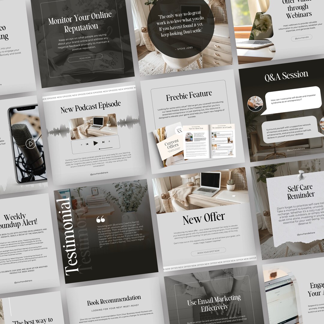 Business Coach Insta Canva Template Social Media Posts Editable Ig ...