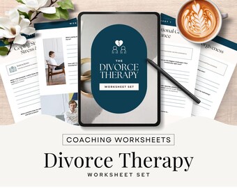 Divorce Therapy Worksheet Set, Divorce Coaching Tools, Relationship Coach, Co-parenting support, Digital Download US Letter Canva Template