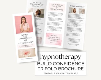 Tri Fold Leaflet Canva Template Hypnosis for Confidence Building Hypnotherapy Brochure Printable Hypnotherapist Flyer US Letter A4 size