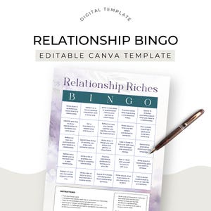 Relationship Coach Sales Funnel Lead Magnet Bingo Card Challenge Freebie Canva Template Coaching Business Booster Coaching Editable