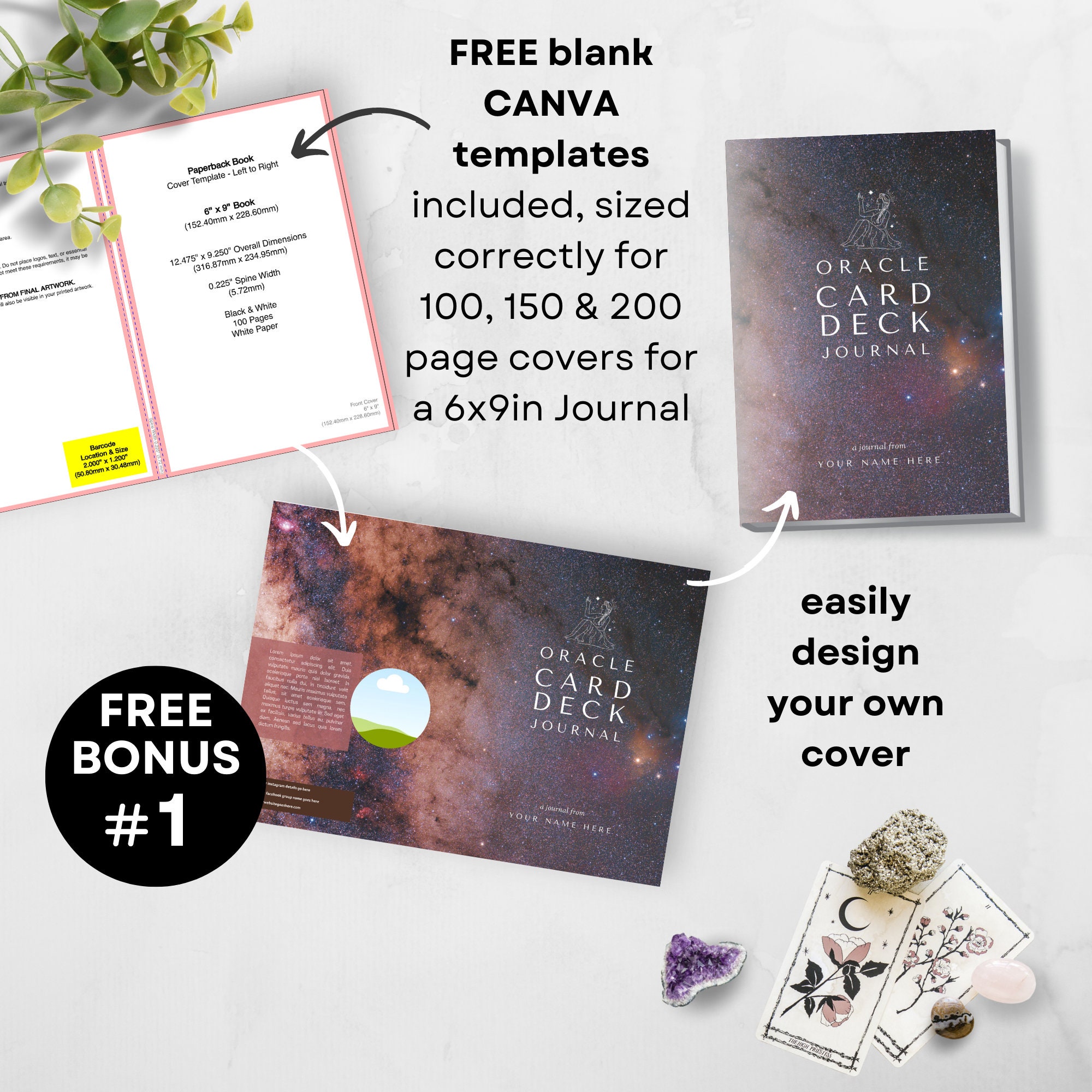 Affirmation Card Deck Journal Canva KDP Template Interior and 5 Covers ...