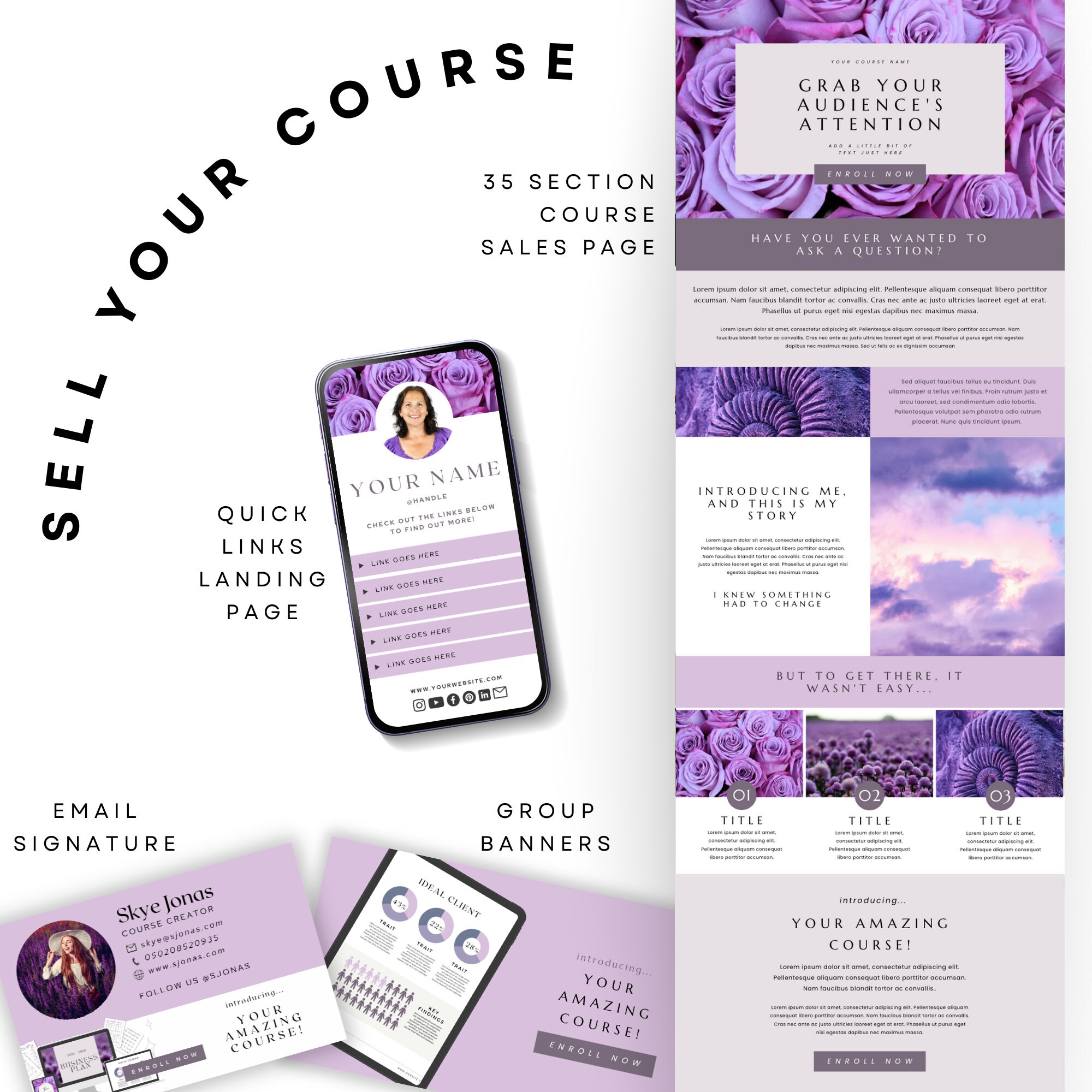Course Creator Template Bundle, CANVA Templates, Course Toolkit, Sales ...