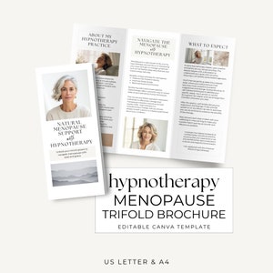 Hypnotherapy Tri Fold Leaflet Canva Template, Menopause Support Hypnotherapist Marketing, Hypnosis Brochure, Customer Flyer Printable