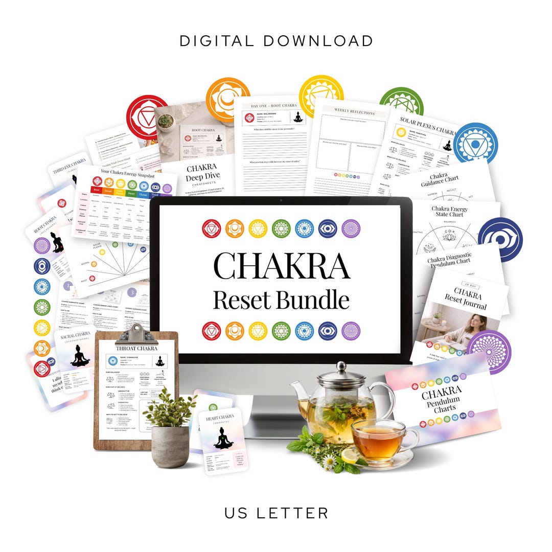 Chakra Reset Bundle Pendulum Charts Printable Journal Affirmation Cards ...