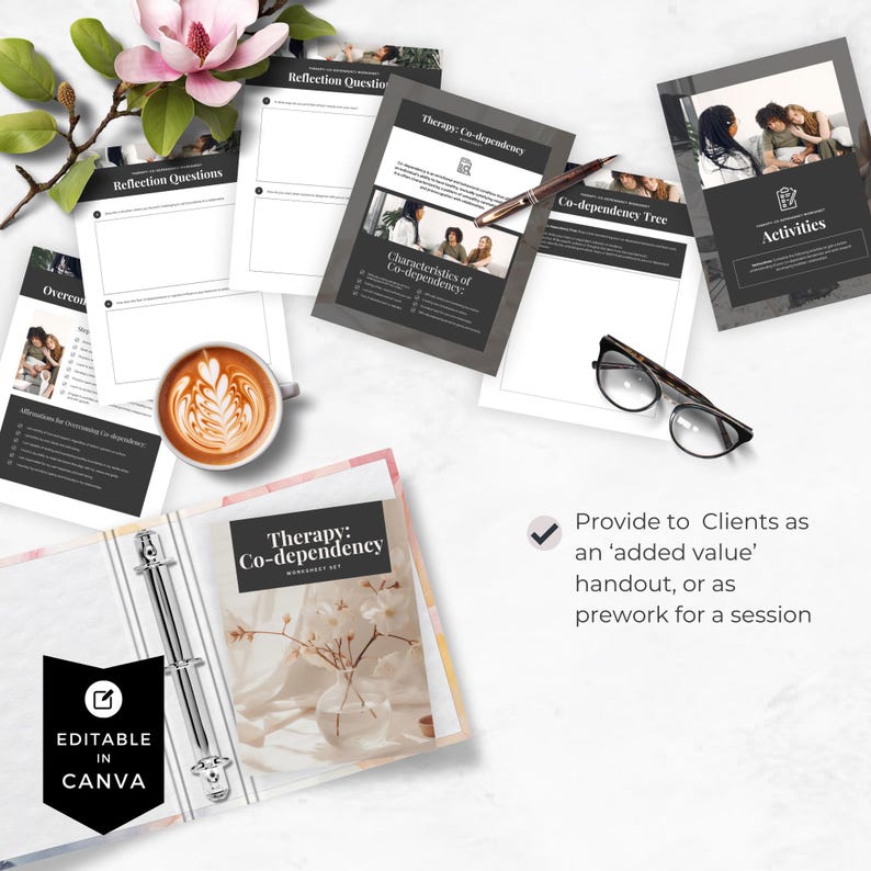 Codependency Worksheets Printable Workbook Canva Template for ...