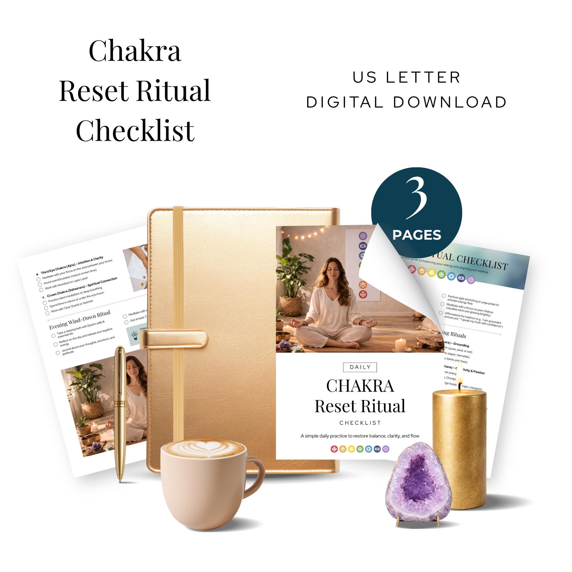 Chakra Reset Ritual Checklist Printable Journal Chakra Dowsing Energy ...