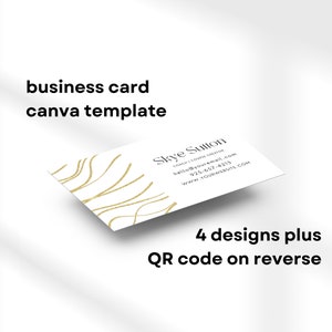 Canva Template Business Card Minimal, QR Code Business Card, White and Gold, for Coaches and Course Creators DIGITAL DOWNLOAD