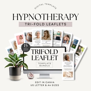 Hypnotherapy Trifold Leaflet Bundle Hypnosis Promo Pamphlets, Hypnotherapist Niche Marketing Brochure Design Printable Canva Template