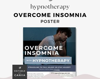 Sleep Management Hypnotherapy Poster Overcome Insomnia Canva Template Hypnotherapist Marketing Sleep Clinic Doctors Office Digital Printable