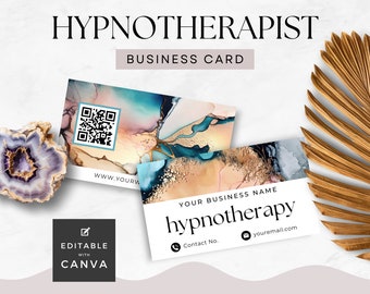 Hypnotherapist Business Card with QR Code Hypnotherapy Business Basics, New biz start up, Contact Details, Biz Promo Canva Template Editable