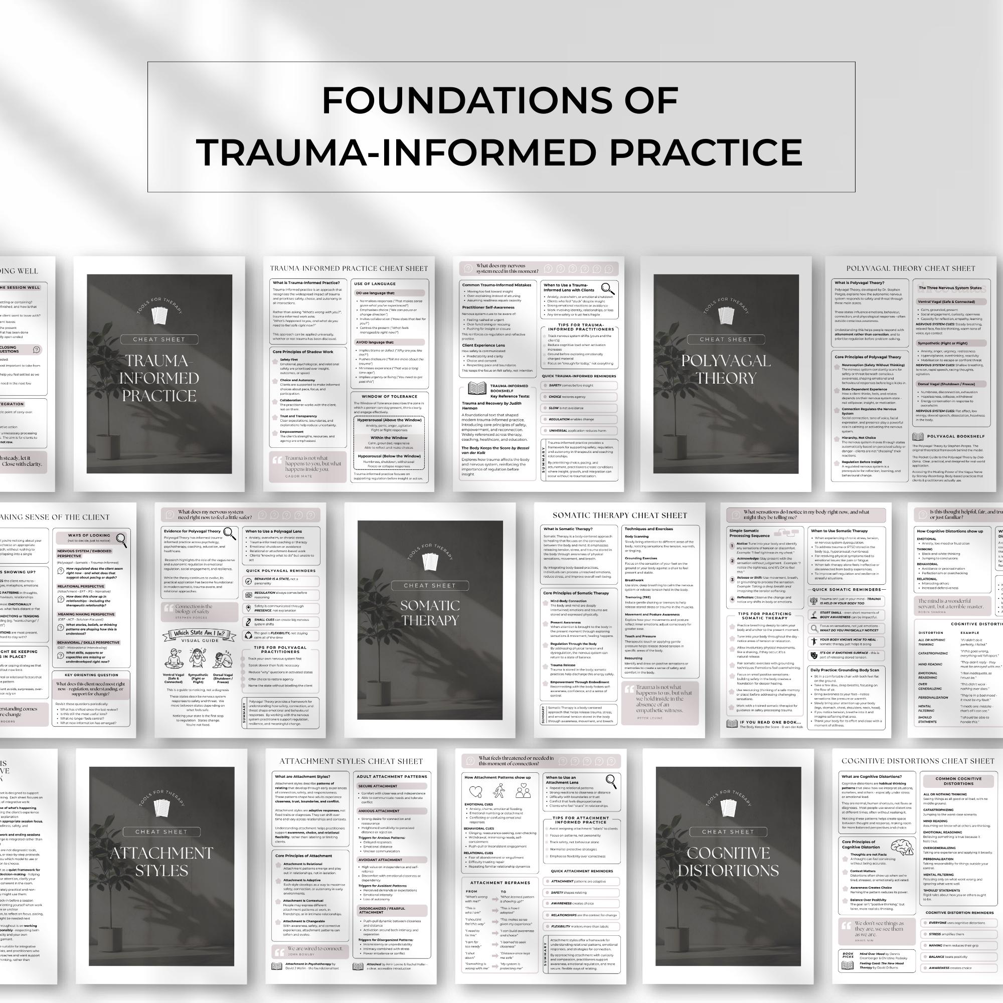 Trauma Informed Therapy Cheat Sheets Client Safe Integrative Practice ...