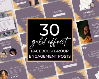 Facebook Gruppe Engagement Posts, Engagement Posts für die Mitgliedsschaft, Sofort Download, Lila und Gold, Canva Templates, DIGITALES Produkt | FB01