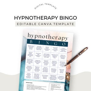 Hypnotherapist Client Freebie Sales Funnel Lead Magnet Bingo Card Challenge Canva Template Hypnosis Business Booster Hypnotherapy US Letter
