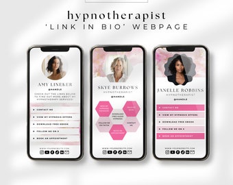 Hypnotherapist Link in Bio, Canva Template Editable, One page Web page with Multi Links, No Domain required, Hypnotherapy Branding PG