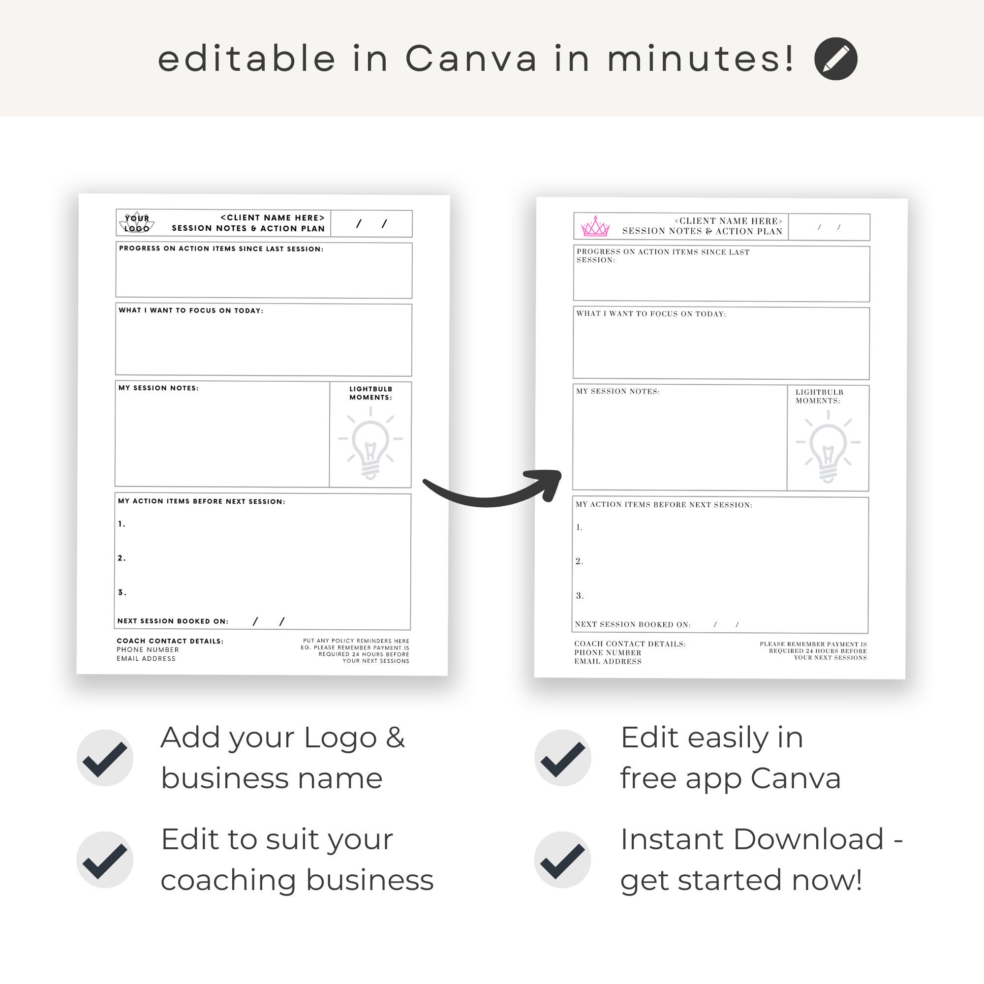 Coaching Session Templates X 2, Coach Worksheet, Therapist Resources ...