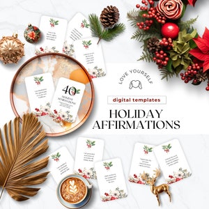 Holiday Affirmation Cards, Promo Lead Magnet for Life Coaches, Festive Freebie Template, Edit in Canva, Digital Download, Printable Editable