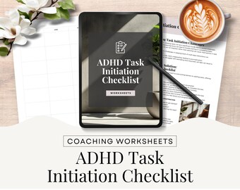 ADHD Task Initiation Worksheet Checklist Executive Functioning Coach ADHD Handout Neurodiverse Exercise Emotional Regulation Canva Template