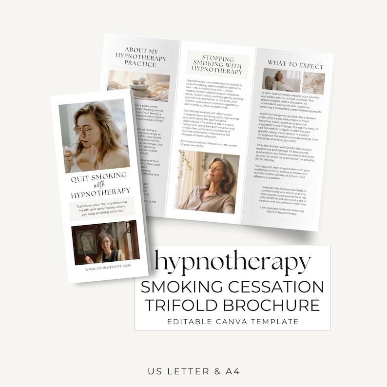 Smoking Cessation Hypnotherapy Tri Fold Leaflet Canva Template