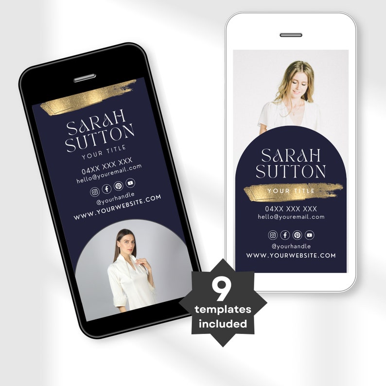 Digital Business Card Canva Template for Coaches Blue and Etsy