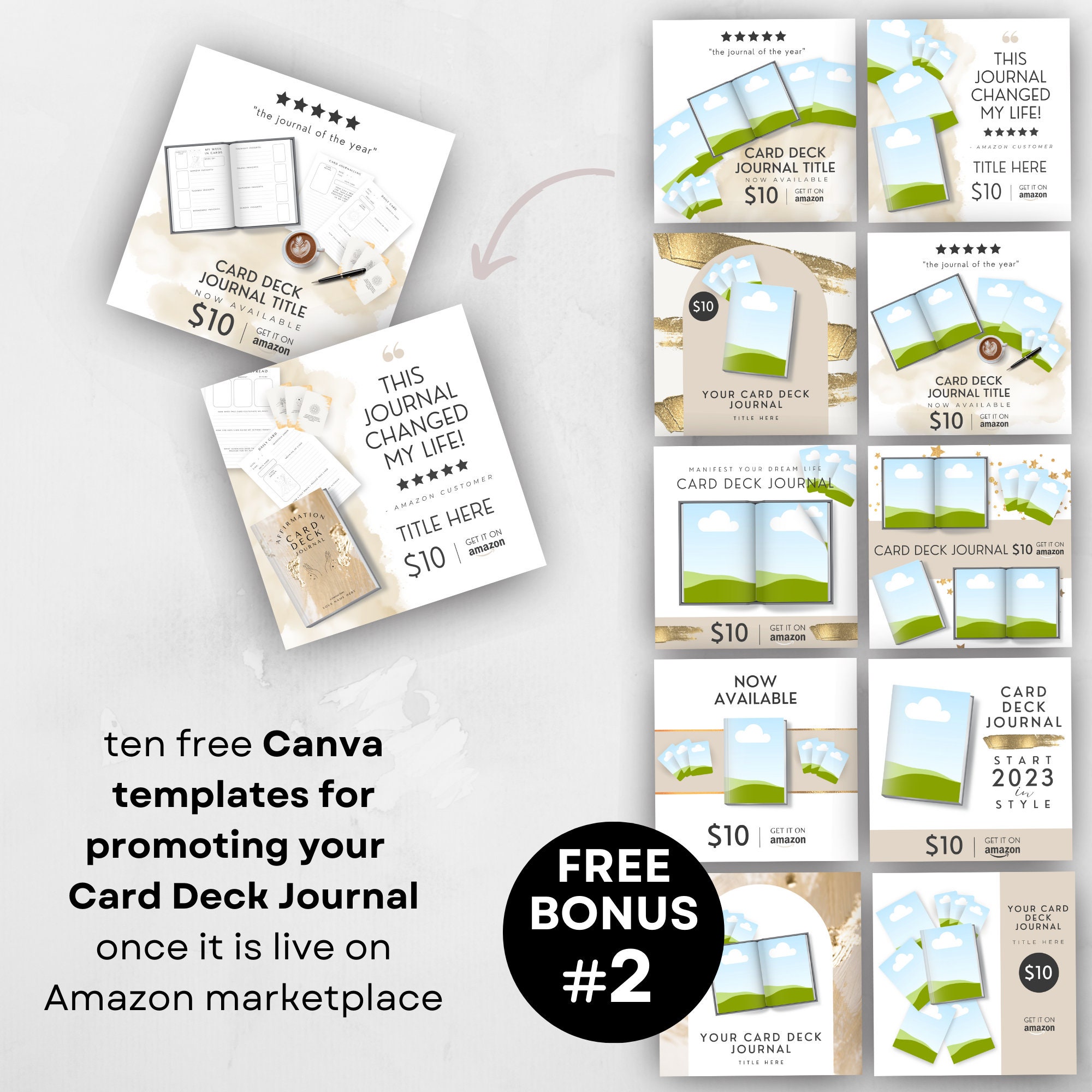 Affirmation Card Deck Journal Canva KDP Template Interior and 5 Covers ...