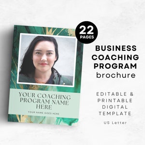 Business Coaching Package Brochure Canva Template, Coach Services, Offer information ebook, Biz Coach Sales Marketing Promo, Emerald Green
