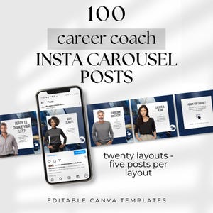 Career Coach Instagram Templates Career Coaching Carousels IG Feed Canva Templates Engagement Toolkit Editable Executive Career Development