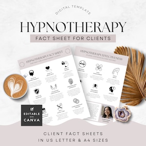Hypnotherapy Onboarding, Fact Sheet for Clients new to Hypnosis, Hypnosis Customer Welcome Packet, Marketing Essentials for Hypnotherapist