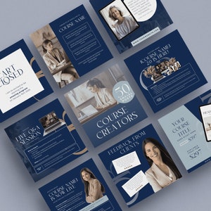 Course Creation Insta Template Digital Entrepreneur Instagram IG Feed Social Media Course Creator Promo Testimonials Editable in Canva
