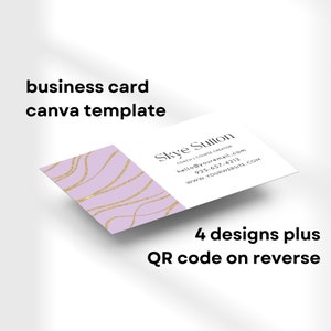 Canva Template Business Card Minimal, QR Code Business Card, Purple and Gold, for Coaches and Course Creators DIGITAL DOWNLOAD