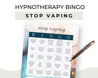 Hypnotherapist Stop Vaping Client Freebie Hypnotherapy Sales Funnel Lead Magnet Bingo Card Challenge Canva Template Hypnosis Practice