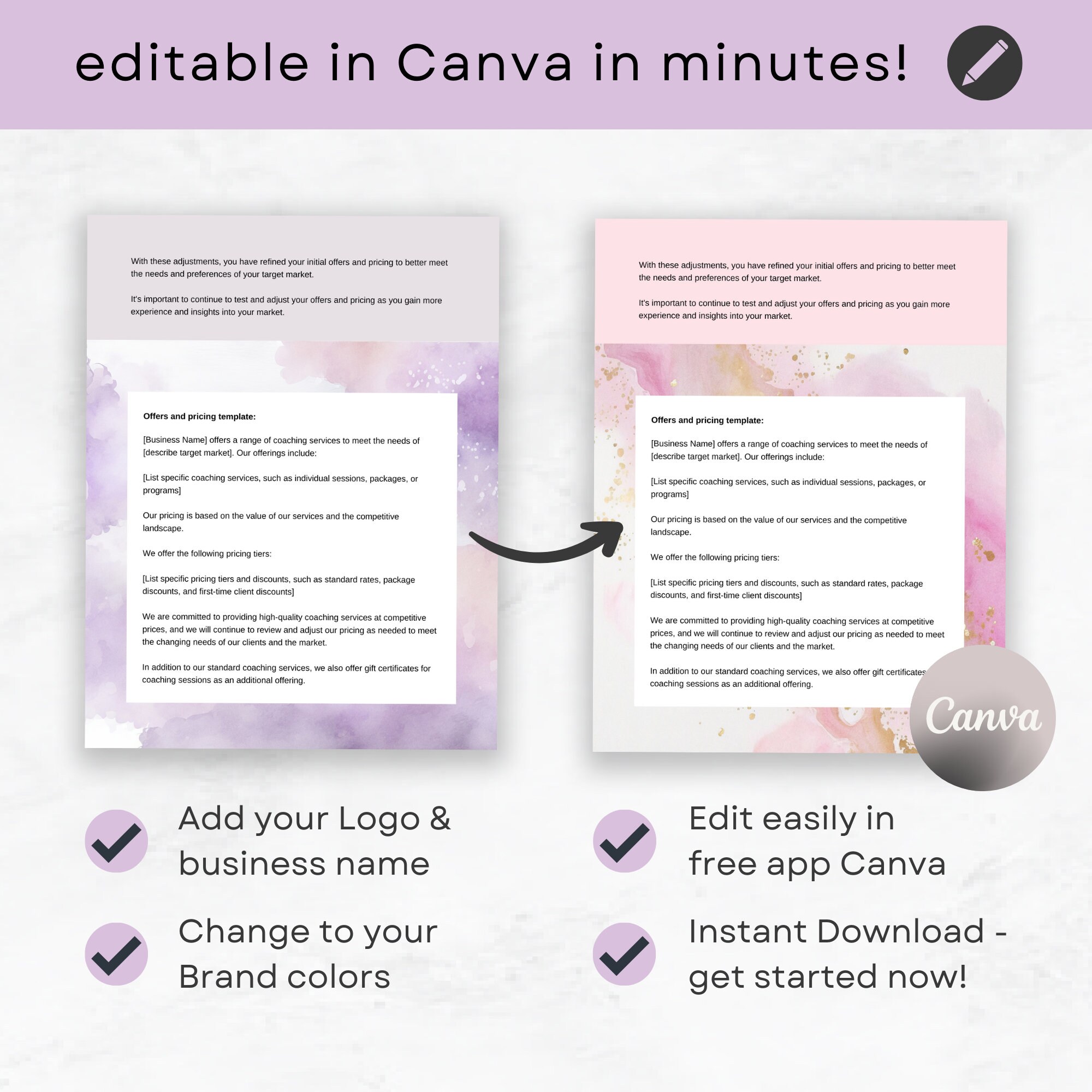 Life Coach Business Plan Template Canva Printable Startup Business Plan ...