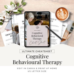 Cognitive Behavioral Therapy Body Image Template, Positive Self Image, Health Coaching Tools, Digital Download US Letter Canva Template