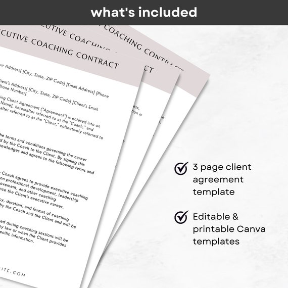 Contrato de coaching ejecutivo, plantilla de Canva para acuerdo de