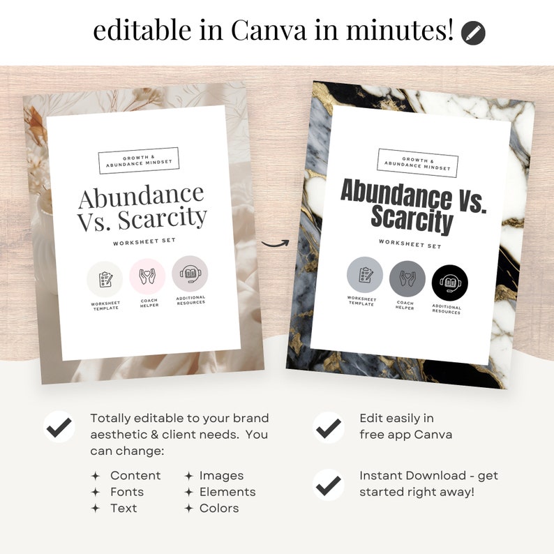 Abundance Templates, Coaching Worksheet, Mindset Development, Life ...