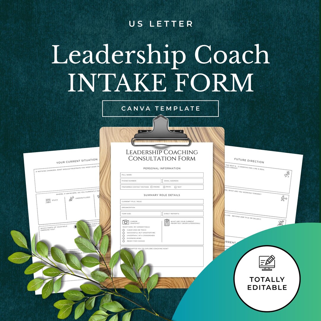 Leadership Coach Intake Form Canva Template, Client Onboarding ...