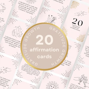 Affirmation Cards Printable - Gratitude Growth, Freebie, Lead Magnet, Canva Template DIGITAL Download, Pink, 5 x 7 inches | PP06 DFY