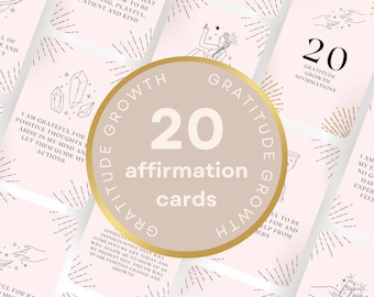 Affirmations Karten zum Ausdrucken - Dankbarkeit Wachstum, Freebie, Blei Magnet, Canva Vorlage DIGITAL Download, Rosa, 5 x 7 Zoll | PP06 DFY