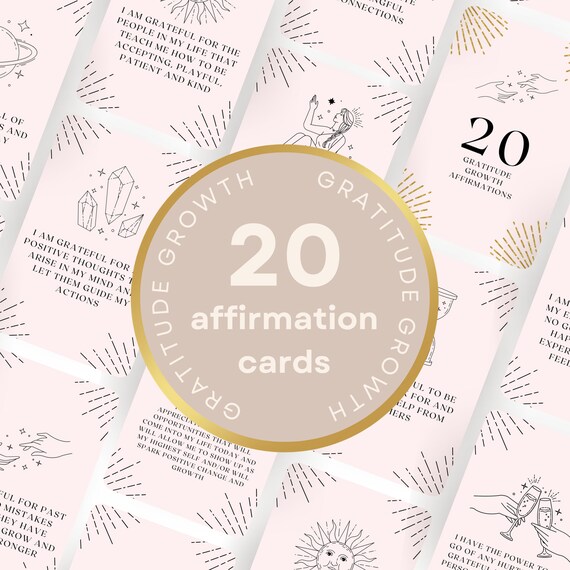 Affirmation Cards Printable - Gratitude Growth, Freebie, Lead Magnet, Canva Template DIGITAL Download, Pink, 5 x 7 inches | PP06 DFY