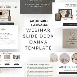 Webinar Vorlage & Slide Deck Template Canva, Kurs Präsentation Vorlage, Meisterklasse und Workshop Vorlage Bundle, Neutral Minimal | NU11