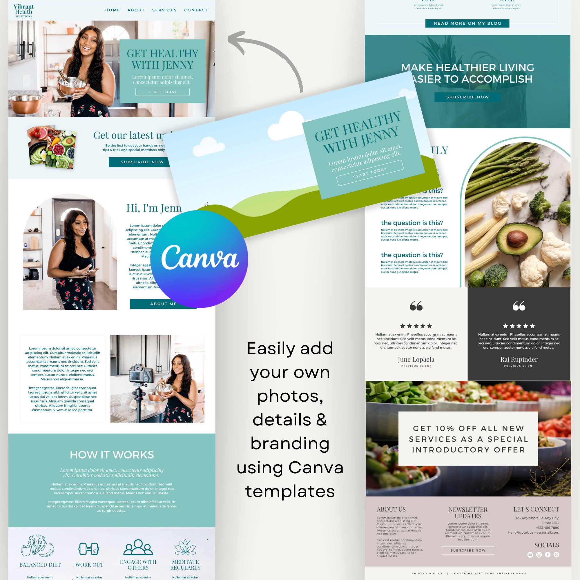 Health Coach Canva Website Template, Coaching Landing Page, Wellness ...